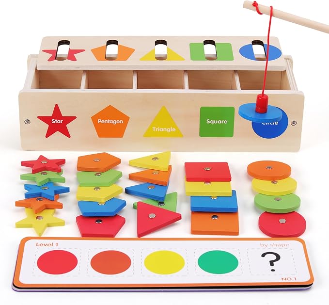 Montessori Magnetic Color Shape Sorting Matching Box, | Blue Wooden Educational Toy, Early Learning, Fine Motor Skills, For kids