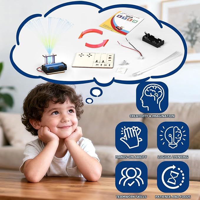 6 Set STEM Science Kits for Kids Age 6-8 8-12, Fiber Optic Light Craft Kits | Science Experiments for Classroom Activities, STEM Toys for Boys Girls 8-13 Year Old Gift, Building Electric Circuit Project