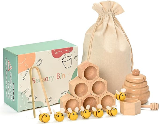 Sorting Stacking Wooden Toys for Toddlers, Wood Bee Hive | Montessori Toys for Toddlers, Sensory Bin Tool Toy, Fine Motor Skill Tactile Toy, Early Learning Educational Gift for Kids