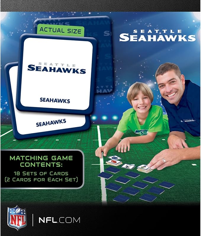 MasterPieces Officially Licensed NFL Seattle Seahawks Picture Matching Card Game for Kids and Families