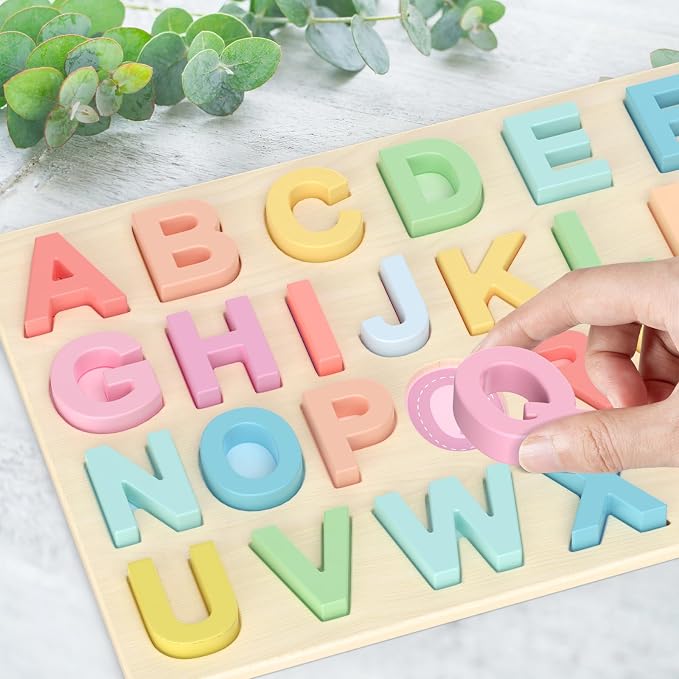 Zeoddler Alphabet Puzzles, ABC Shape Puzzles for Kids, Educational Toys for Toddlers, Preschool Learning Activities, Gift for Girls Boys