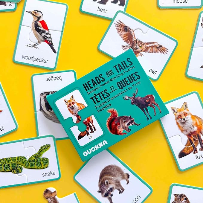 QUOKKA Toddler Puzzles Ages 2-4 – 100% Self-Correcting 16 Realistic Matching Forest Animals – Educational Toddler Puzzles Ages 1-3 with 32 Pcs - Memory Matching Games for 3-5 Years Old Boys and Girls