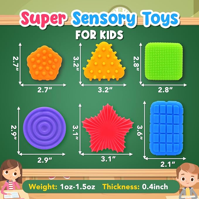 Squishy Sensory Toys for Kids Toddlers: Soft Textured Fidget Toy for Autism | Sensory Fidget Toys for ADHD Children Special Needs, Stress Calming Toy Desk, Baby Stocking Stuffer Squeeze Toy for Autism