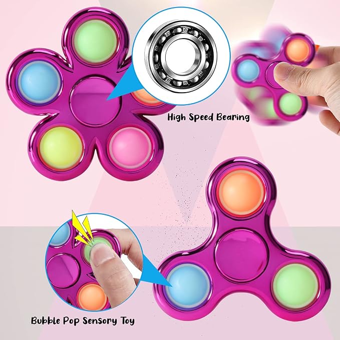 FIGROL 3 Pack Pop Fidget Spinners Stocking Stuffers. Sensory Fidget Toys for Kids, Teens, Boys & Girls