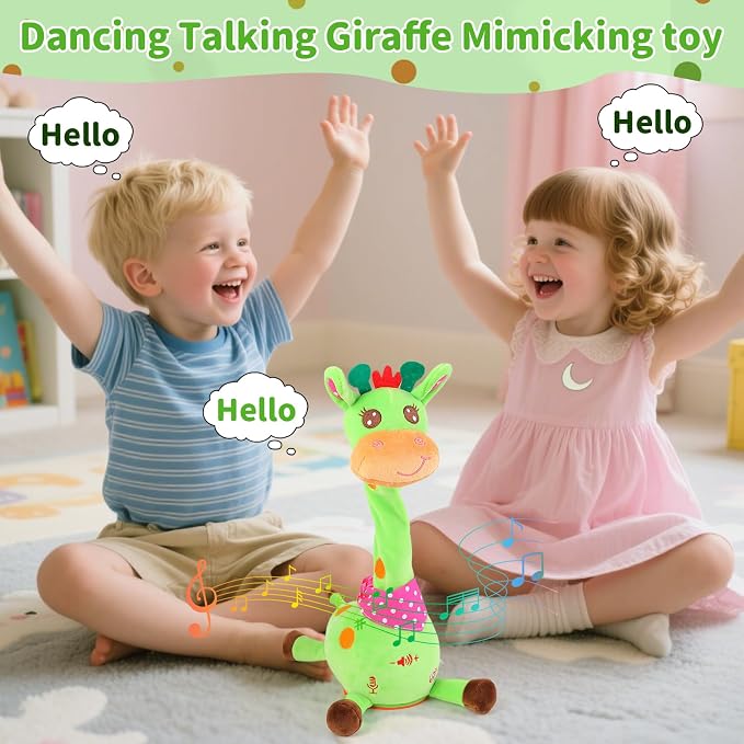 Emoin Talking Giraffe Baby Toy for Baby Toddler, Dancing Giraffe Toy Singing Mimicking Recording Repeating What You Say with LED English Sing for Boys Girls Gift, 15 Second Recorde | Mimicking Repeating What You Say, LED Flashing Plush Giraffe Gift for...