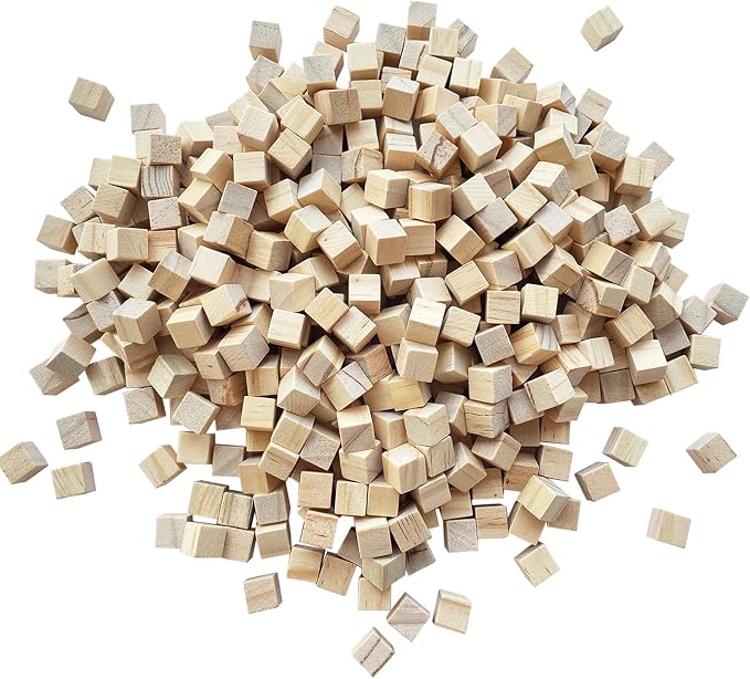 MUXGOA 500 Pcs Unfinished Wood Cubes,1 cm Wooden Blocks for Crafting,Small Wood Cubes for Crafts Making & DIY Projects & Decor