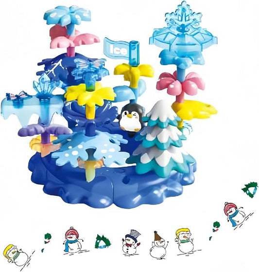 Toys for 3 4 5 6 Years Old Toddlers, 40PCS Snow Garden Stacking Toy | DIY Building Blocks, STEM Educational Preschool Kindergarten Toy for Girls, Christmas Birthday Easter Gift with Storage Bag