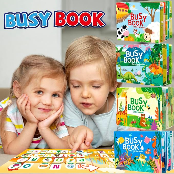 Busy Book for Toddlers 3+ Year Old, Montessori Sensory Quiet Book, Educational Learning Activity Books for Boys & Girls,Autism Sensory Travel Toys, Birthday