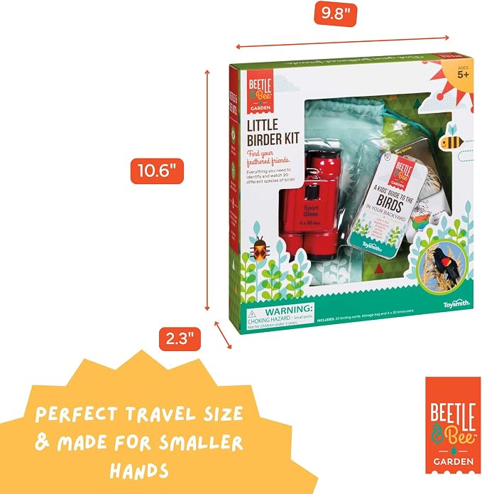 Beetle & Bee Bird Watching Kit For Kids 4x30 Binoculars Nature Toy Ages 5+ | Outdoor Explorer Gear, Backyard Birding Activities, Starter Observation Play, Travel Discovery Trips, Young Naturalist Gifts.