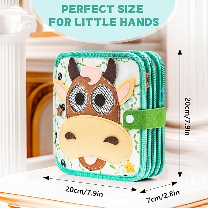 Road Trip Toys for Toddlers 1-3,Felt Board for Toddlers 1 2 3 yeas Old. Quiet Book Airplane Travel Toys, Sensory Early Learning Educational Activity Books, Birthday Gifts (Pure Little Calf)