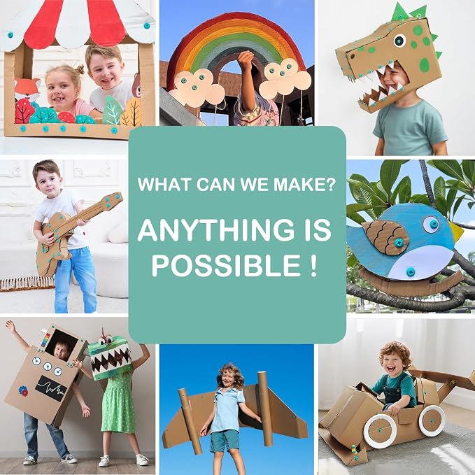 Kizzikids Cardboard Tools for Kids, Safe Cutter STEM Construction Kit | 87 PCS, Hands-On Learning, Creative Projects, Screen-Free Play, Family Fun, Classroom Activities, Ages 5+