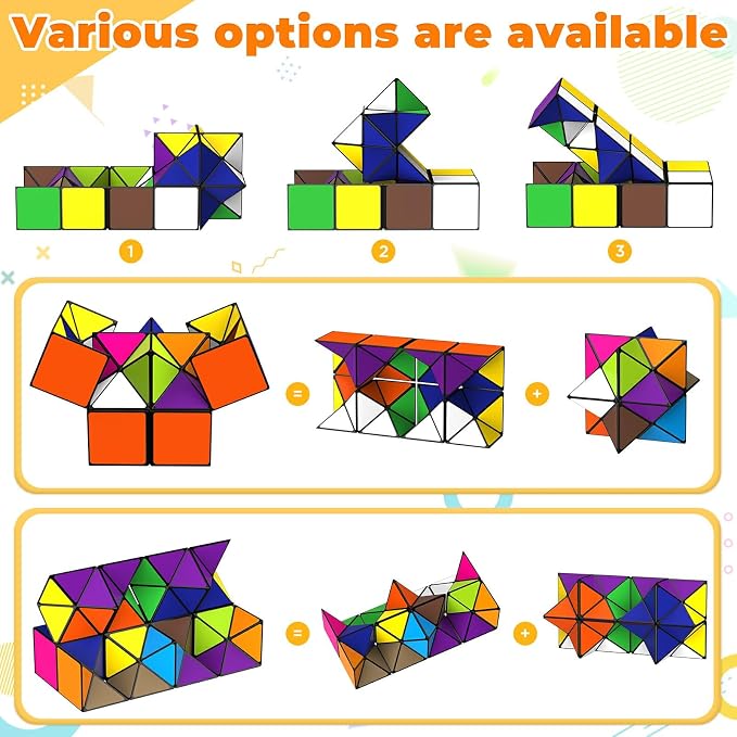 Euclidean Cube Fidget Toys for Kids 2 in 1 Star Cube Magic Cube Puzzle Toys | Fidget Cube for Kids and Adults, Yoshimoto Cube Travel Toy Stress Relief for All Age, Birthday Gifts for Boys Girls Ages 8-12