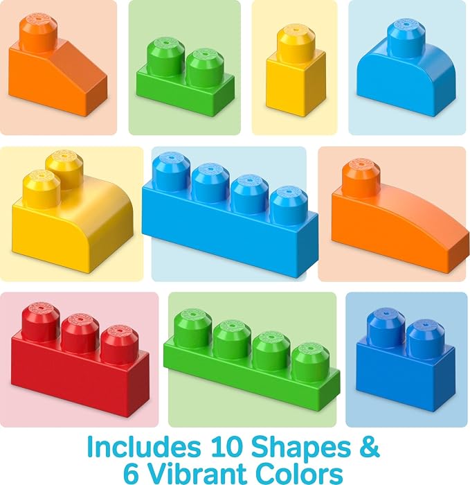 MEGA BLOKS First Builders Deluxe Building Bag Toddler Block Toys Set, Red | 150 Pieces, Storage, Creative Open-Ended Play, Preschool Kids Ages 1+ Years, Easy to Build (Amazon Exclusive)