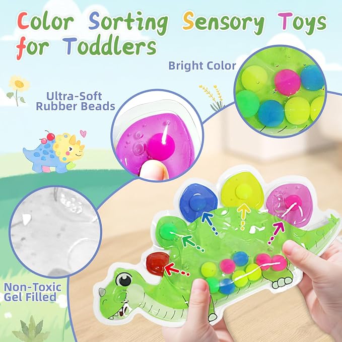2pcs Color Sorting Sensory Toys, Montessori Toys for 3+ Year Old | Quiet Fidget Travel Fine Motor Skills Toys, Color Matching Game for Preschool Learning Activities, Classroom Gifts for Kids