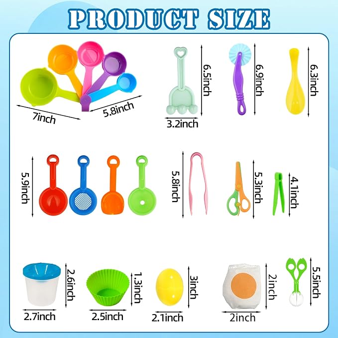 Hiawbon 20 PCS Sensory Bin Tools Sensory Bin Toys for 2+ Years Old | Sensory Sand Tools Set, Sensory Bin Filler, Fine Motor Toys Handy Scooper Set, Sensory Bin Accessories Tool