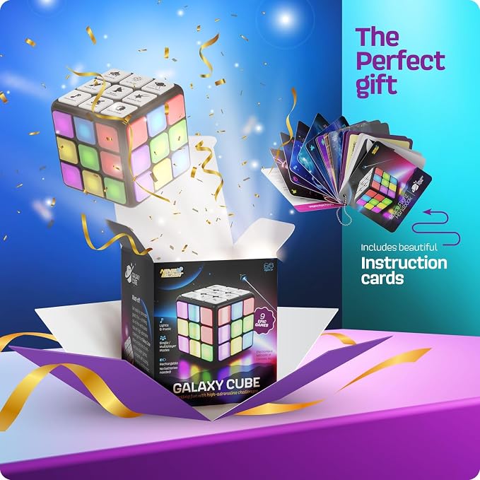 Rechargeable Game Activity Cube - Toys for Boys and Girls - 9 Fun Brain & Memory Games - Birthday Gifts for Age 6, 7, 8, 9, 10, 11, 12 Year Old Kids Teens - Best Boy Toy Gift Ideas