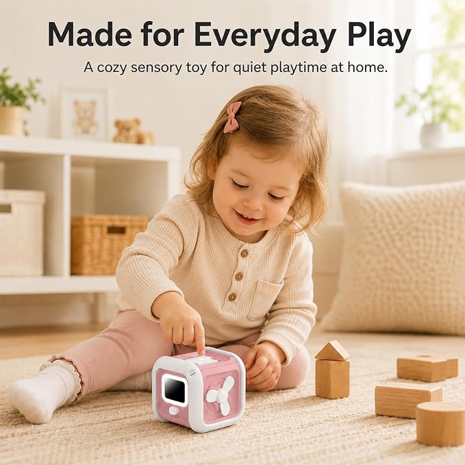 Montessori Toys for 1 Year Old Girl Boy - Busy Board with Light - Travel Sensory Toys for Toddlers 1-3 - Birthday Gifts Christmas Stocking Stuffers - Baby Toys 12-18 Months (Pink)