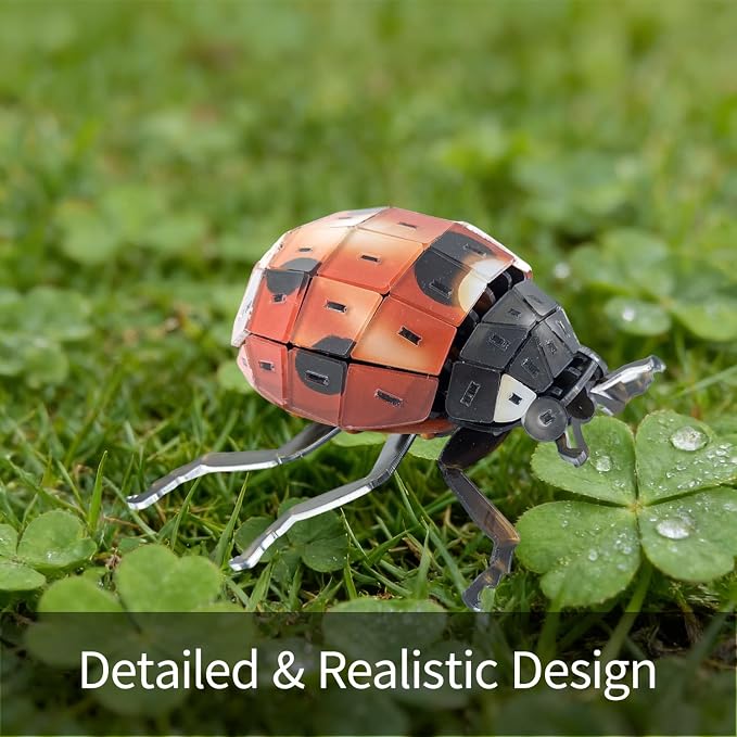3D Acrylic Insect Puzzle DIY Bug Model Kit Animal STEM Gift | Building Kits Crafts Figurine Sculpture Nature Decoration Educational Display Toys for Kids Teens and Adults (Ladybug)