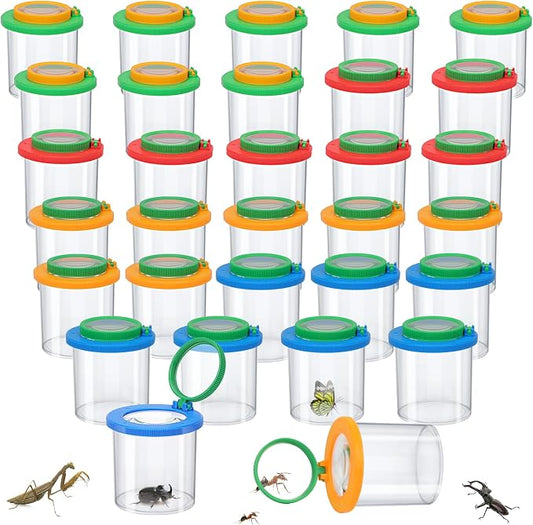 Coopay 32 Pieces Magnifying Insect Box - Bug Viewer, Critter Insect Cage, Container, Bug Catcher Cage, Jar Collecting Kit for Children, Kids Science Nature Exploration Tools