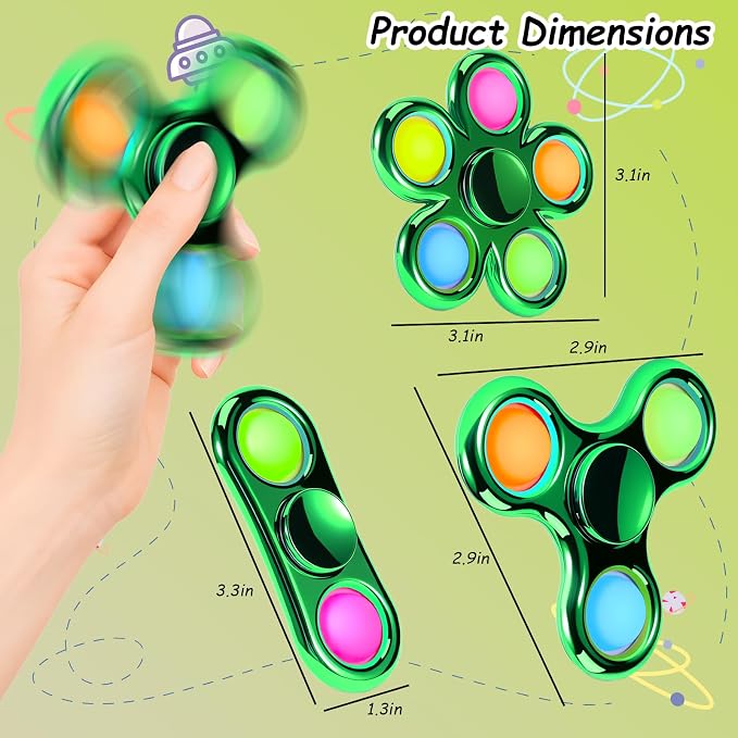 FIGROL Fidget Toys 3 Pack,Pop Fidget Spinner for Kids & Adults Relieves Stress and Calm Down,Sensory Toys for Kids with Autism ADHD Toys(Green)