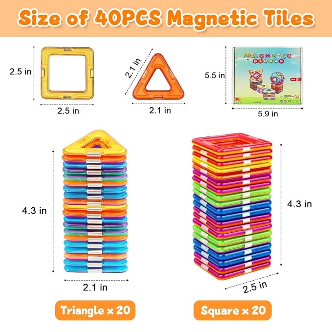 Magnetic Tiles for 3+ Year Old Boys Girls,Magnetic Building Blocks | Upgrade Magnet Building Blocks Set Educational STEM Toys Christmas Birthday Gift Toys for Kids Ages3 4 5 6 7 8+