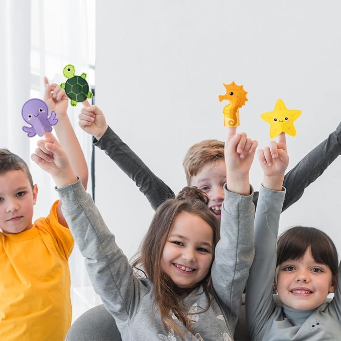 COcnny Sea Animal Finger Puppets - 11pcs Ocean Animal Felt Finger Puppet with Under The Sea Bag Set Making Crafts Kit for Kids, Make Your Own Story Telling Toys, Role Play for Boy Girl Toddle Age 3-8