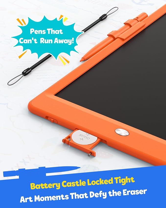 LCD Writing Tablet for Kids, 10-inch Coloring Drawing Pad, Mess Free Doodle Board, Airplane Travel Toys for Boys and Toddlers, Gifts for 3 4 5 6 7 8 Year Old Girls(Orange)
