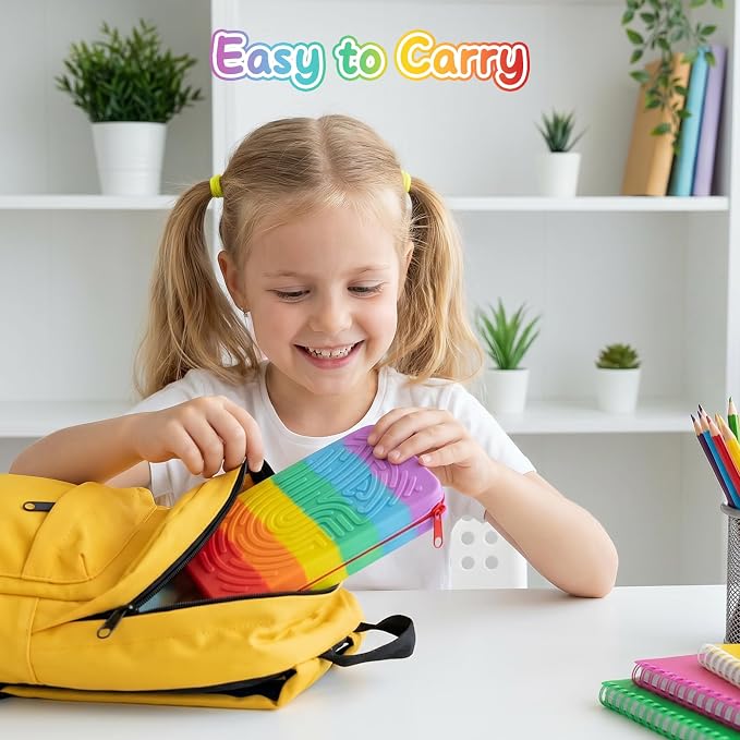 Sensory Activity Board for Kids, Silicone Travel Fidget Toy | Zipper Travel Bag | Kids 3+ & Adults | Easy to Store | Anxiety, ADHD & Autism | Silent | Fine Motor Skills Development