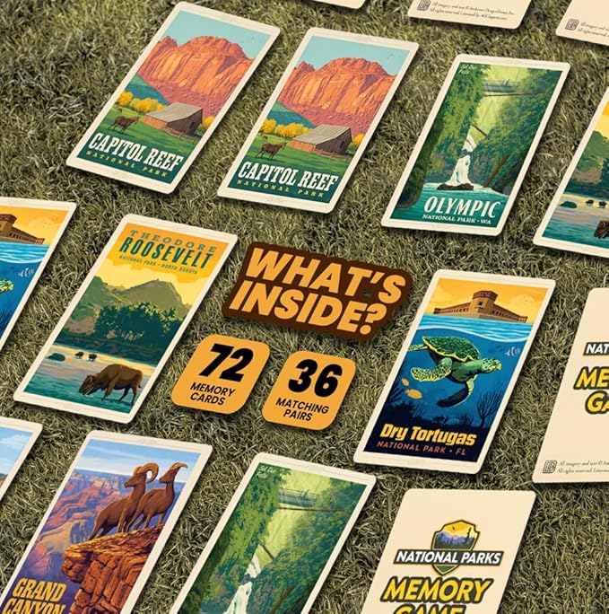 Masterpieces National Parks Memory Game - Fun Family Entertainment for Kids and Adults - Educational, Engaging, and Perfect for Game Night, Classroom Activities, and Interactive Play for All Ages
