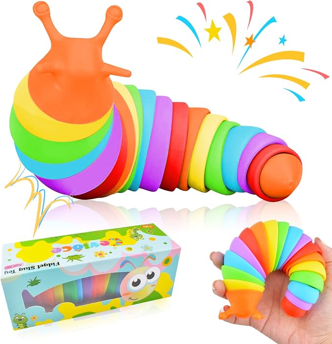 Cevioce Fidget Slug Toy, Sensory Slug Fidget Toy for Kids & Adults, 1 PC Cute Autism Sensory Toys for Autistic Children Easter Gifts for Girl Boy Birthday Easter Basket Stuffers for Toddlers Kids