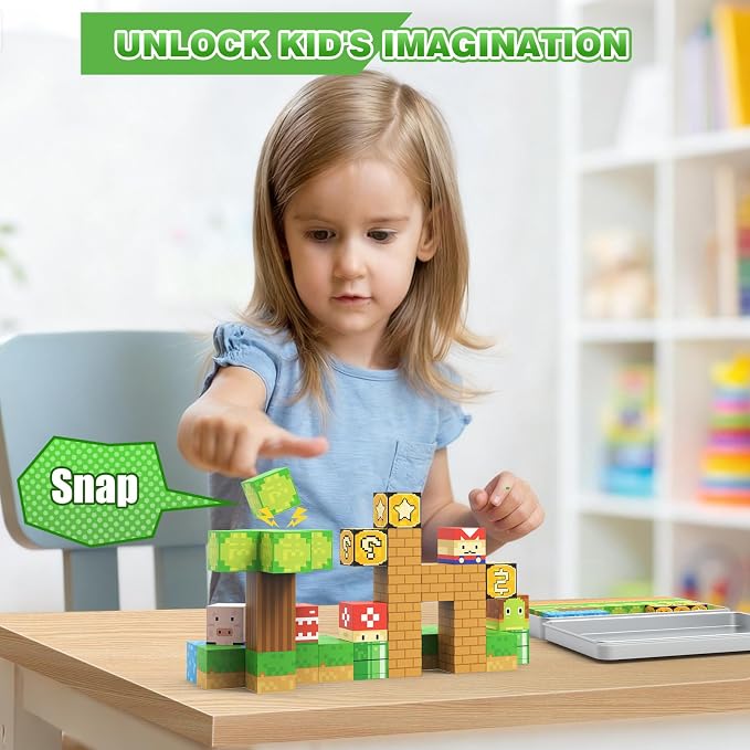 45PCS Mini Magnetic Blocks Travel Set, STEM Building Toy for Kids Ages 3+ | Travel storage case; DIY magnetic tile builds; Mini outdoor portable size; Spatial STEM learning; Kids travel quiet toy