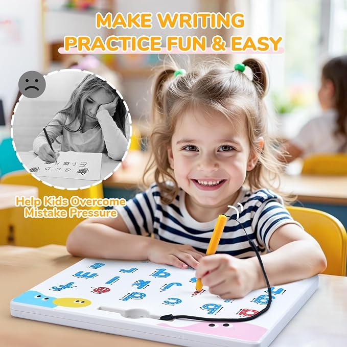 JoyCat Magnetic Letter Tracing Board, Double-Sided ABC Writing Toy for Kids | Uppercase/lowercase writing practice builds preschool skills; road trip car activities for toddlers and kids ages 3-5.