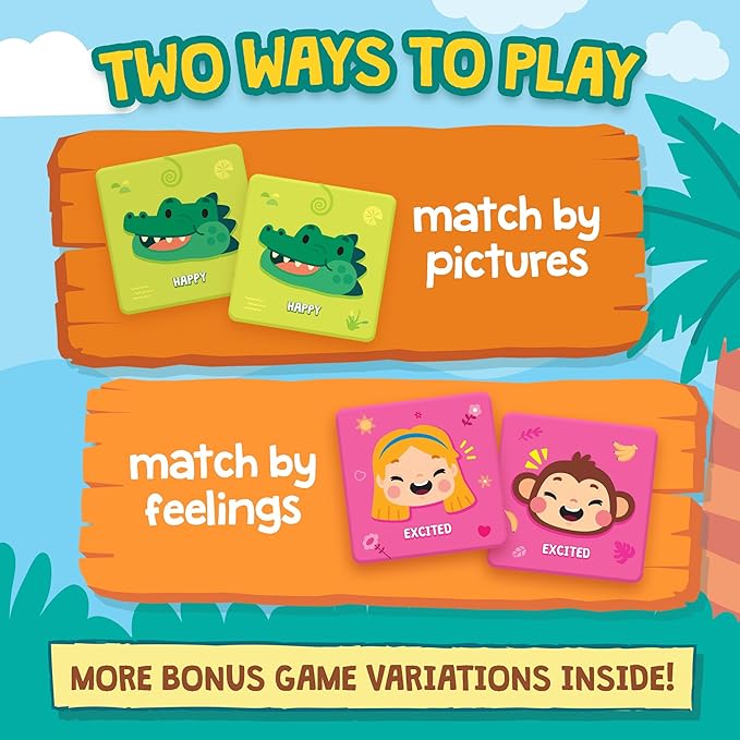 ThinkPsych Find & Match - Feelings Safari Memory Match Game | Learn About Emotions | Therapy Games for Kids | SEL Activities | Play Therapy Toys for Counselors | Ages 3+