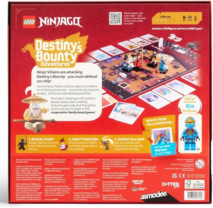 Bezzerwizzer LEGO Ninjago Board Game: Destiny’s Bounty Adventures | Cooperative Adventure Game with Exclusive Minifigures, Ages 8+, 2-4 Players, 30 Minute Playtime
