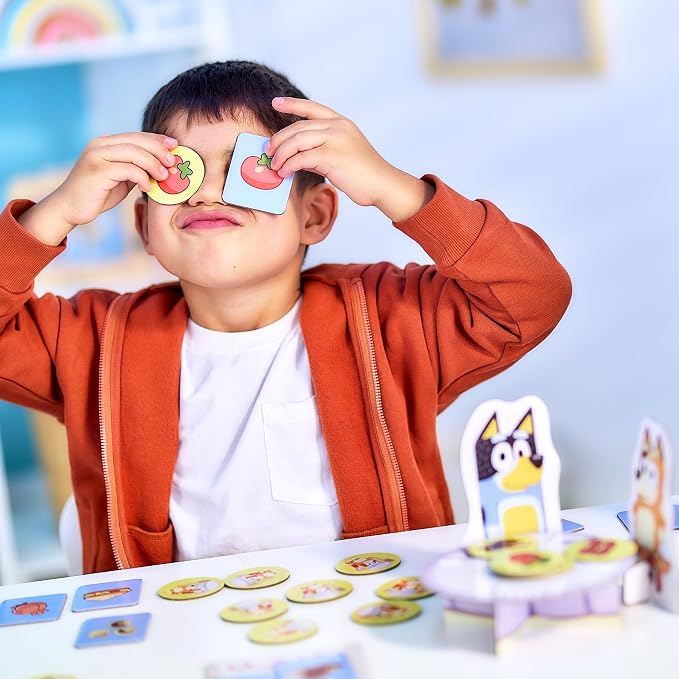 Bluey Fancy Restaurant Game, Join and Bingo as They Match Food Cards to Help Dad Prepare a Special Dinner for Mum, Serve up Fun While Building Memory and Matching Skills, Ages 3+, 2–4 Players | Based on the Fancy Restaurant episode, 2-4 players; family...