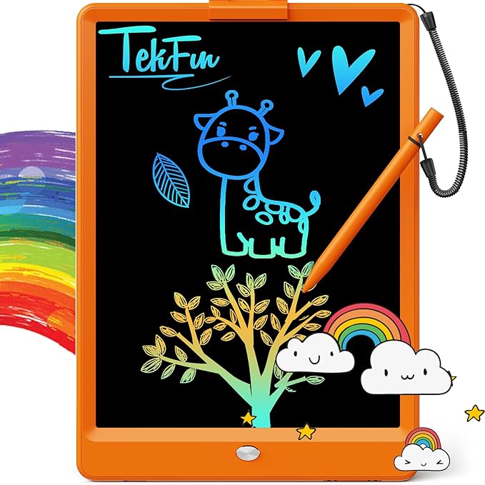 LCD Writing Tablet for Kids, 10-inch Coloring Drawing Pad, Mess Free Doodle Board, Airplane Travel Toys for Boys and Toddlers, Gifts for 3 4 5 6 7 8 Year Old Girls(Orange)