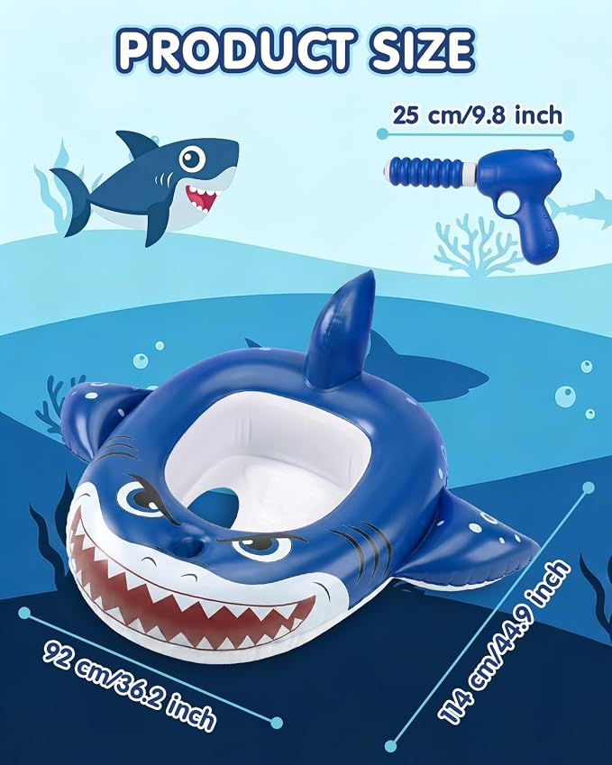 2PCS Inflatable Pool Floats Kids, Pirate Ship Pool Float with Water Gun, Pool Toys for Kids Ages 4-8, Pool Float Safety Seat Swimming Pool Games for Boys Girls