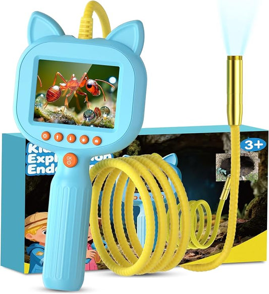 Kids Borescope Toy with Light, 1920P HD Endoscope Snake Wildlife Camera with 2.8" LCD, STEM Educational Science Kit for Ages 3-12,Stocking Stuffer &Outdoor Nature Exploration Gifts for Boys & Girls