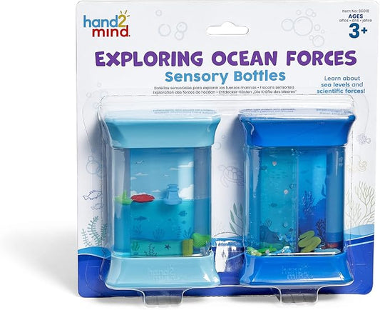 hand2mind Exploring Ocean Forces Sensory Bottles, Science Toys, Ages 3+ | Calm Down Corner Supplies, Quiet Fidgets for Classroom, Travel Toddler Toys, Preschool Classroom Must Haves