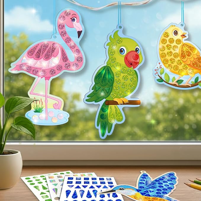 Imagimake Mirror Mosaic - Birds, 5 Templates, 450+ Stickers | Mess-Free Craft Activity, Screen-Free Creative Art Kit for Kids, Birthday Gift for Boys & Girls Ages 3,4,5,6,7 Years Old