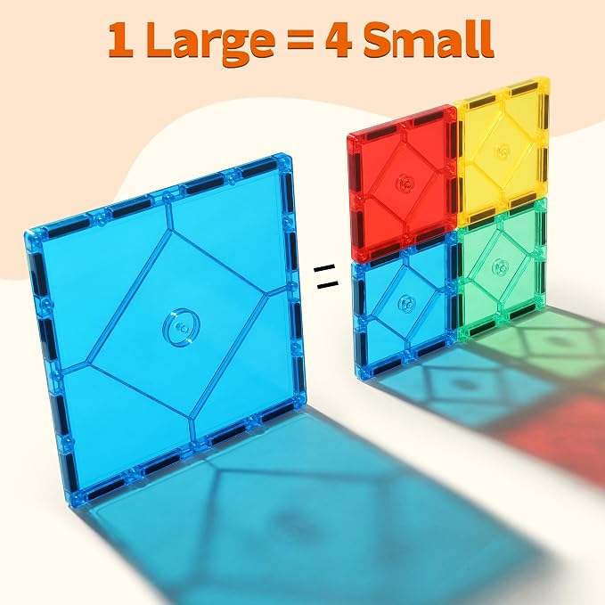 8 Piece Large Square Shape Magnetic Tiles Kids Toys for Kids Ages 3-5 4-8 | Magnetic Building Blocks STEM Magnet Building Set Preschool Learning Magnet, Sensory Montessori Toys for 3+ Boys and Girls