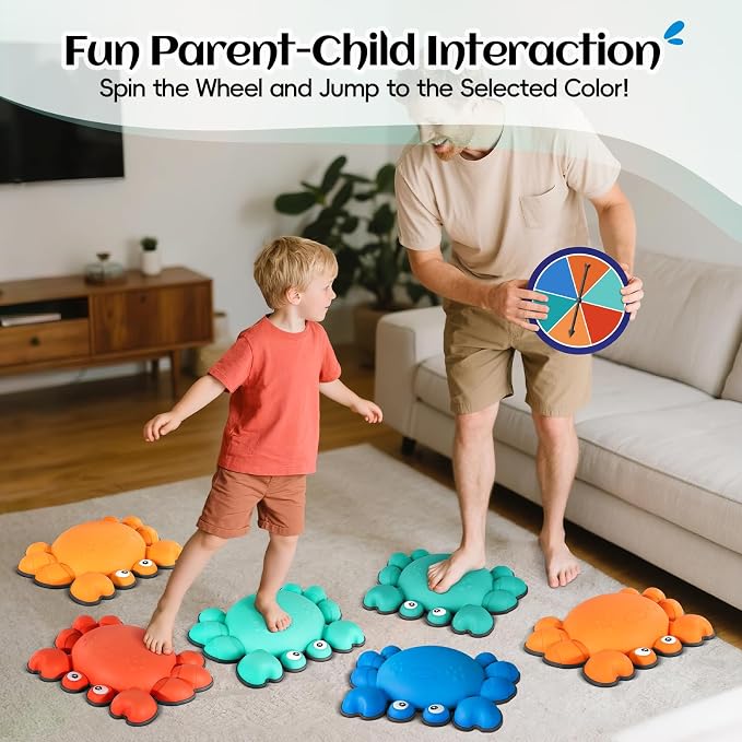TOPNEW Stepping Stones for Kids, Non-Slip Balance Stepping Stones for Promoting Children's Coordination Skills, Toddler Stepping Stones Obstacle Course for Kids Age 3 4 5 6 7+