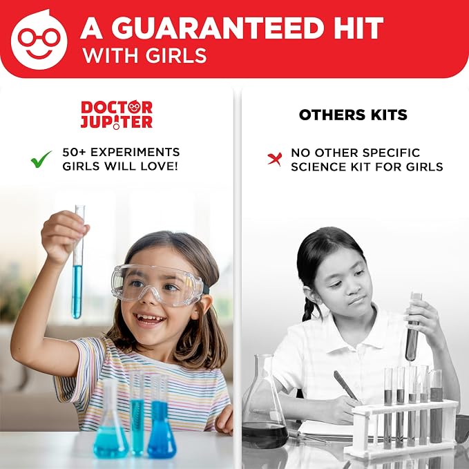 Doctor Jupiter Girls' First Science Experiments Kit for Kids Ages 4+ | Birthday Gift Ideas for Girls 4, 5, 6, 7, 8 Year Olds, Science Kits for Kids Ages 5-7, STEM Educational Toys