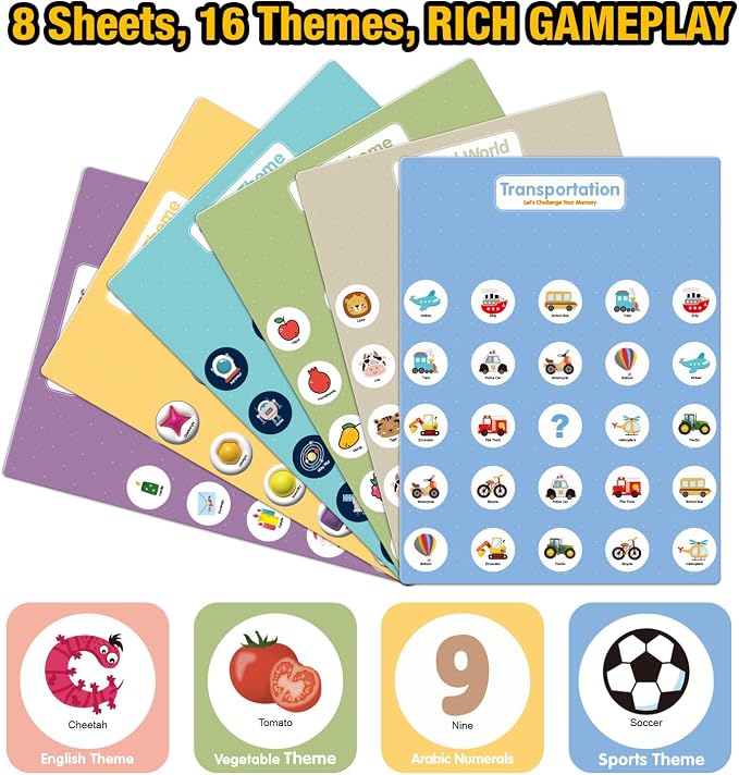 HONGID Matching Memory Game for Kids Age 3 4 5 6 7 8 9,Toddler Kids Travel Toys,Board Game,Road Trip Essentials for Toddler Boys Girls,Christmas Birthday Gifts Stocking Stuffers for Kid