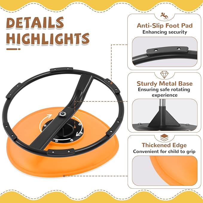 Zhenx Spinning Chair for Autistic Kids (Ages 3-18), Autism Sensory Toy Gift | 220LBS Capacity Sensory Swivel Seat for ADHD Kids, Autism Sensory Products, Calming Gift Improve Focus & Body Balance(Orange)