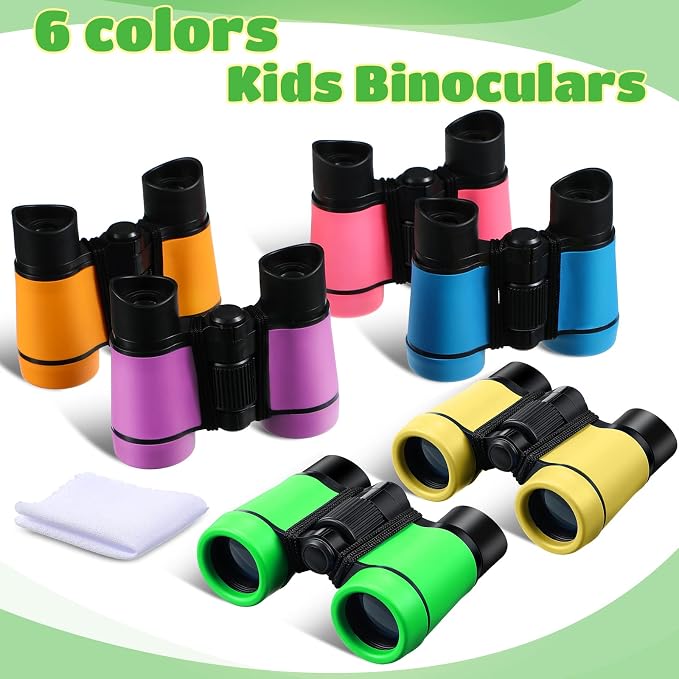 Yunsailing 6 Pcs Binoculars for Kids for Age 3-12 Years | Binoculars, Shock Proof Toy, Outdoor, Gift ,Hunting Folding, Small Telescope, for Bird Watching Learning Exploration