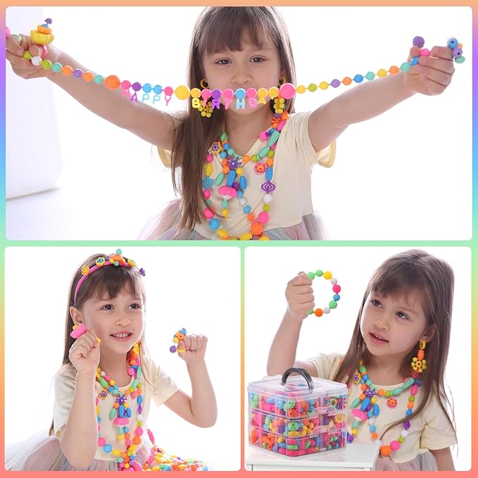 Pop Beads, 700Pcs Arts and Crafts for Kids 4-8, Snap Beads Jewelry Making | Funtopia DIY Bracelet Necklace Ring Anklet Set, Birthday Party Creativity Toys for Girls Toddlers Ages 3 4 5 6 7 8(X-Large)