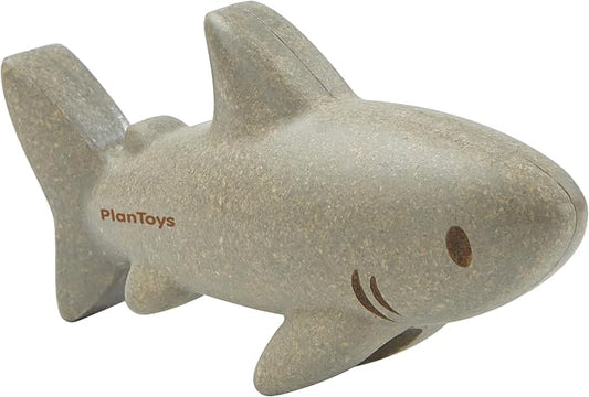 PlanToys® Wooden Shark Bath Toy, Montessori Kids Water Toy Sea Play Set | wooden shark figurine, montessori water play, imaginative creative bath toy, ocean animal figure, fine motor play, kids toddl