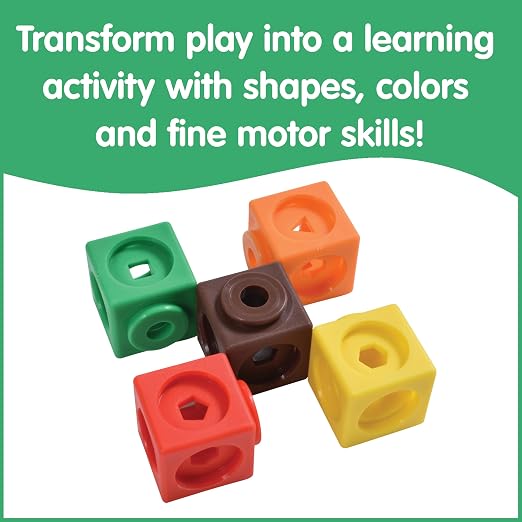 edxeducation Math Cubes, Set of 100 Counting Blocks, 5 Shapes and 10 Colors | Math Manipulatives for Preschool & Kindergarten