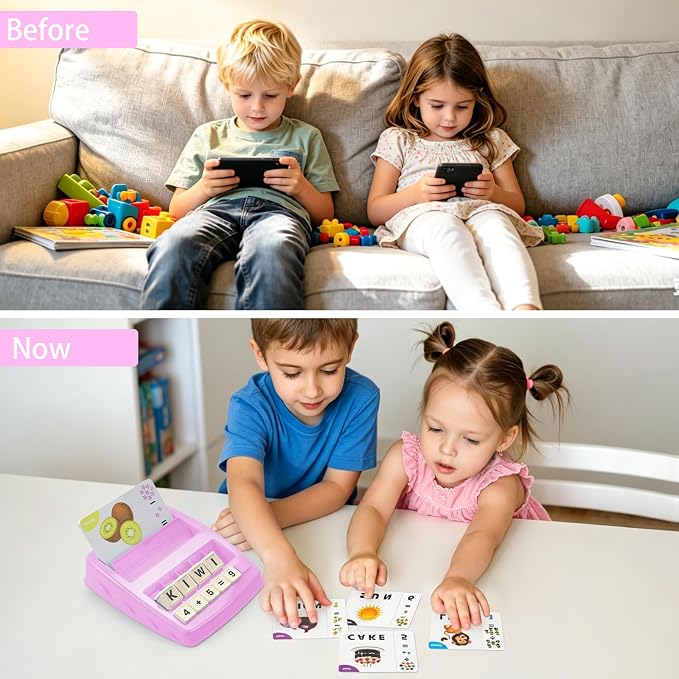 Ondalis Toys for 3-8 Year Olds Girls, Matching Letter Spelling Games for Kids Ages 3-8 Preschool Learning Educational Toys for Kids Birthday Gifts for 3-8 Year Olds Girls Pink